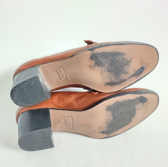 90s Y2k Academia Mootsies Tootsies Brown Leather Chunky Heel Slip On Shoes sz 10 - Picture 9 of 10